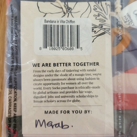 NWT Sseko Bandana Vita Chiffon - 100% Recycled Poly Chiffon - Picture 3 of 4